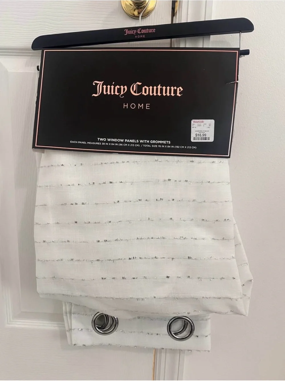 NWT Juicy Couture White Curtains with Silver Accent Grommets